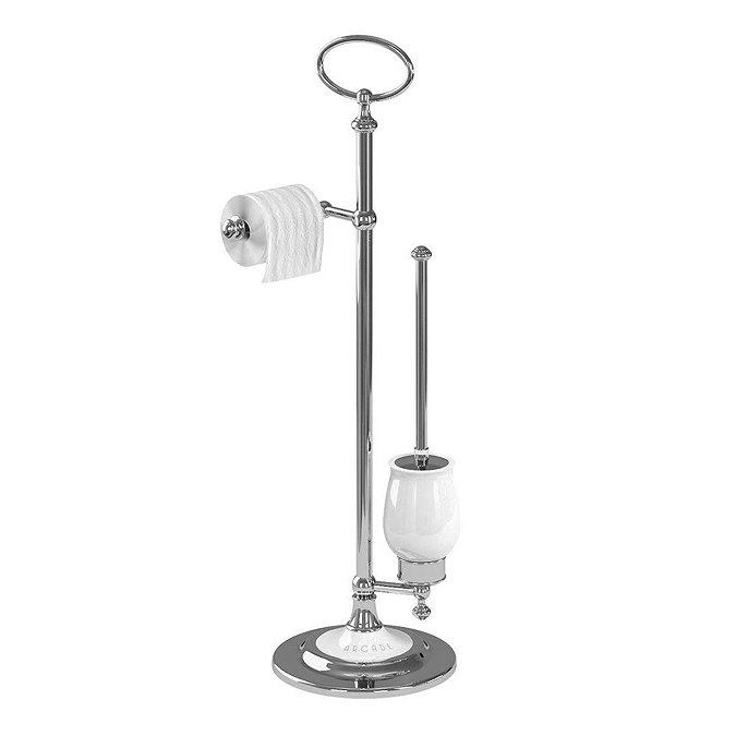 Arcade Freestanding Toilet Roll & Brush Holder - Chrome Large Image