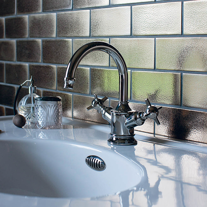 Arcade Highneck Monobloc Basin Mixer Tap - Nickel - Various Tap Head Options In Bathroom Large Image