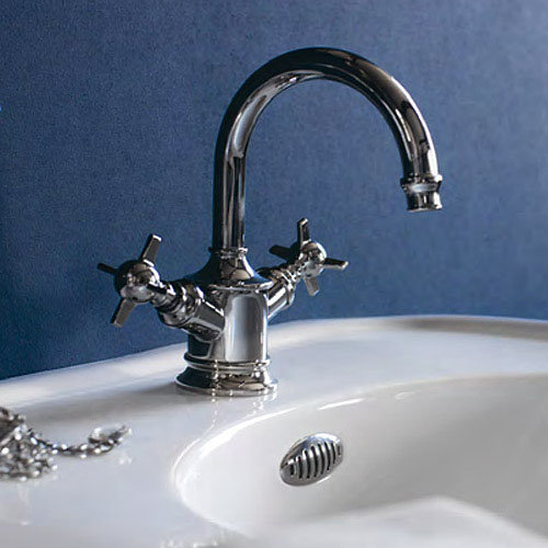 Arcade Highneck Monobloc Basin Mixer Tap with Tap Handles - Nickel - ARC14-NKL Profile Large Image