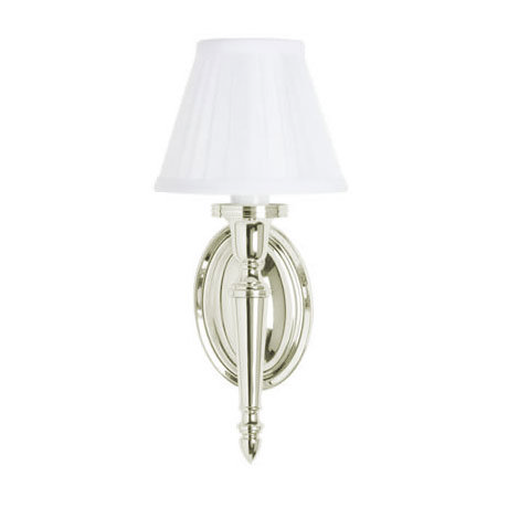Arcade Wall Light with Oval Base and White Fine Pleated Shade - Nickel Large Image
