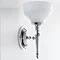 Arcade Wall Light with Oval Base and Cup Frosted Glass Shade - Nickel Feature Large Image
