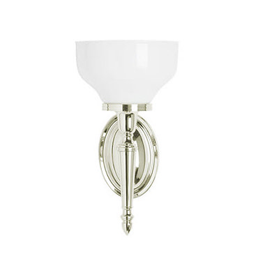 Arcade Wall Light with Oval Base and Cup Frosted Glass Shade - Nickel Profile Large Image