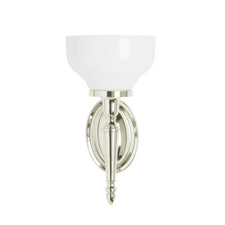 Arcade Wall Light with Oval Base and Cup Frosted Glass Shade - Nickel Large Image