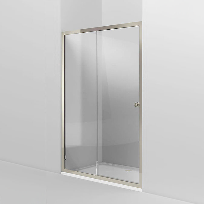 Arcade Single Slider Shower Door - Nickel - 2 x Size Options Large Image