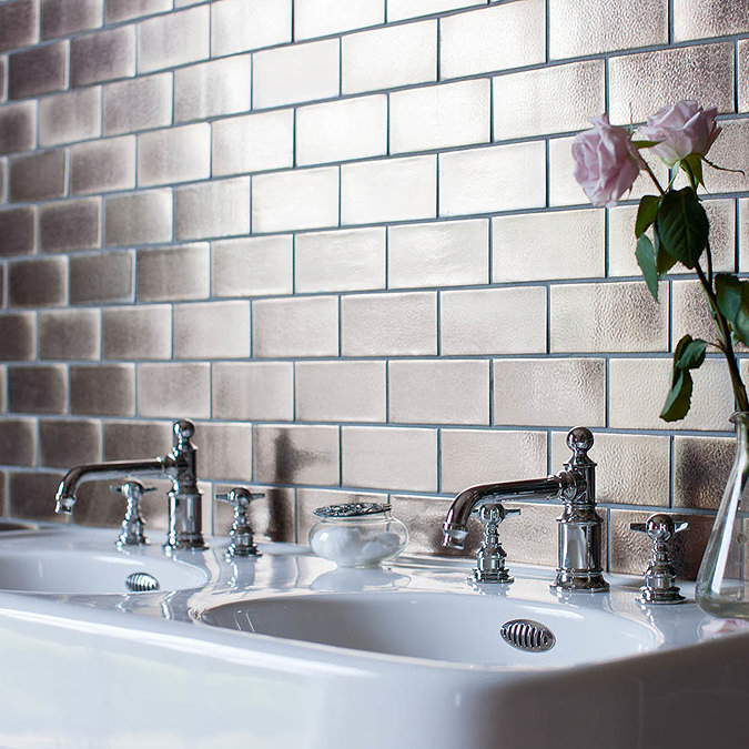 Arcade Three Hole Deck Mounted Basin Mixer - Nickel - Various Tap Head Options Profile Large Image