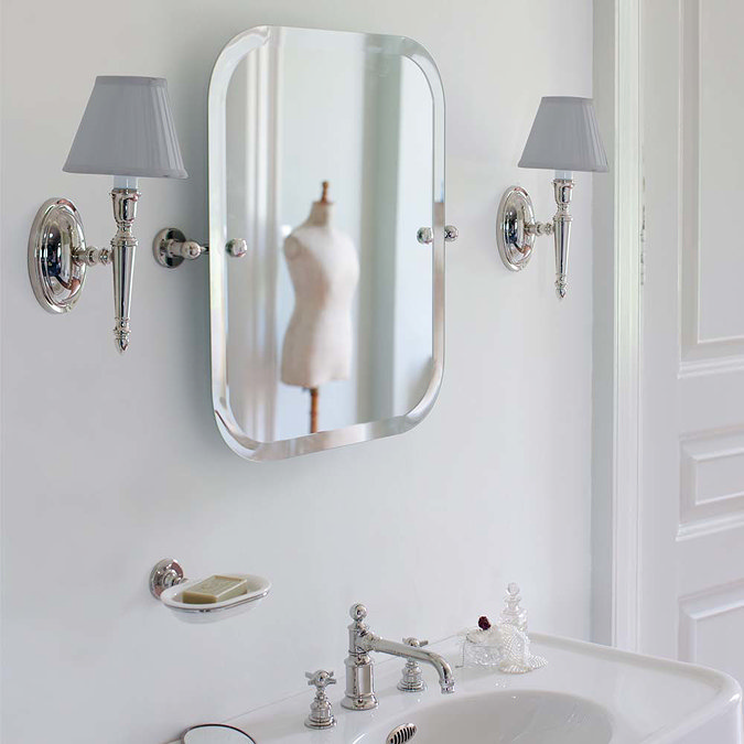 Arcade Wall Light with Oval Base and Silver Chiffon Shade - Nickel Feature Large Image