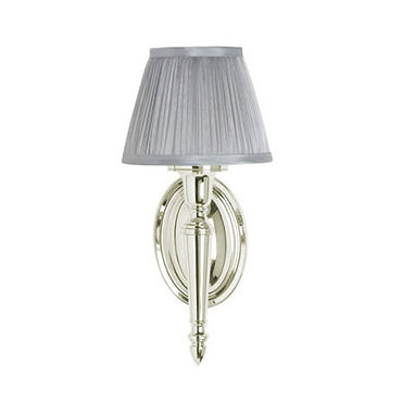 Arcade Wall Light with Oval Base and Silver Chiffon Shade - Nickel Profile Large Image