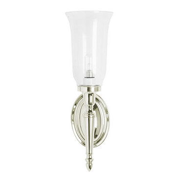 Arcade Wall Light with Oval Base and Vase Clear Glass Shade - Nickel Profile Large Image
