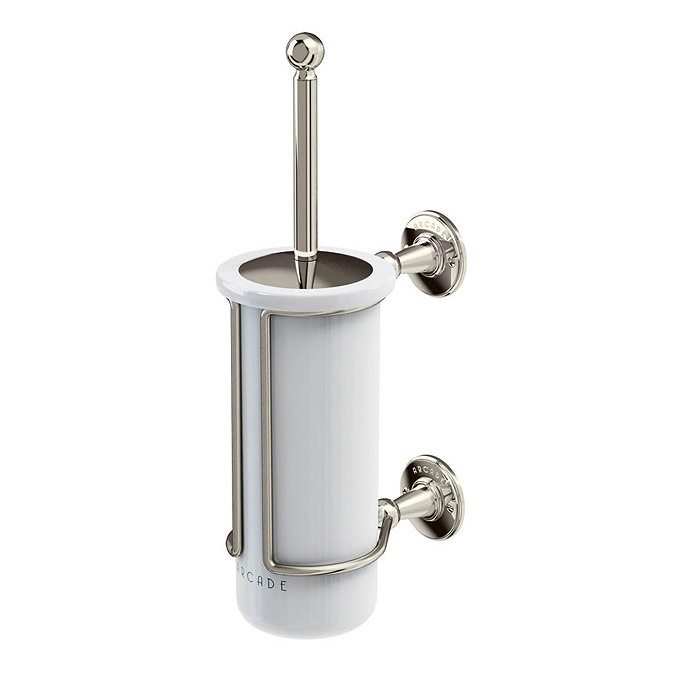 Arcade Wall Mounted Toilet Brush & Holder - Nickel Large Image