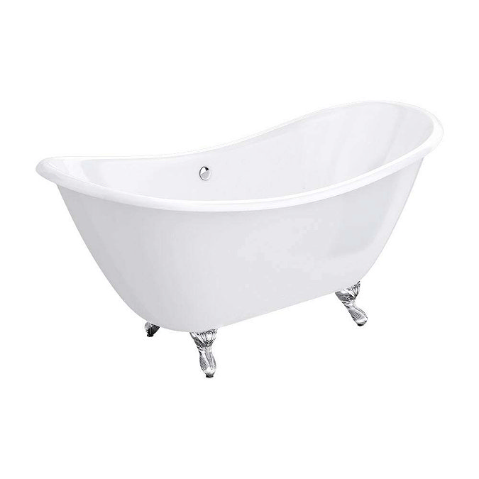 Arcadia Cast Iron Bath with Chrome Feet (1780 x 750mm Slipper Roll Top)  Profile Large Image