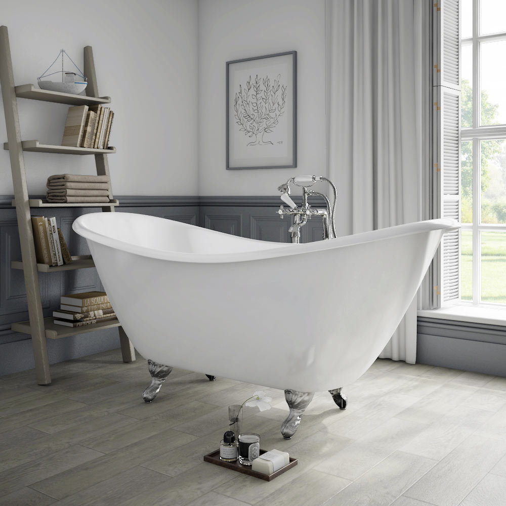 Arcadia Cast Iron Bath With Chrome Feet | At Victorian Plumbing.co.uk