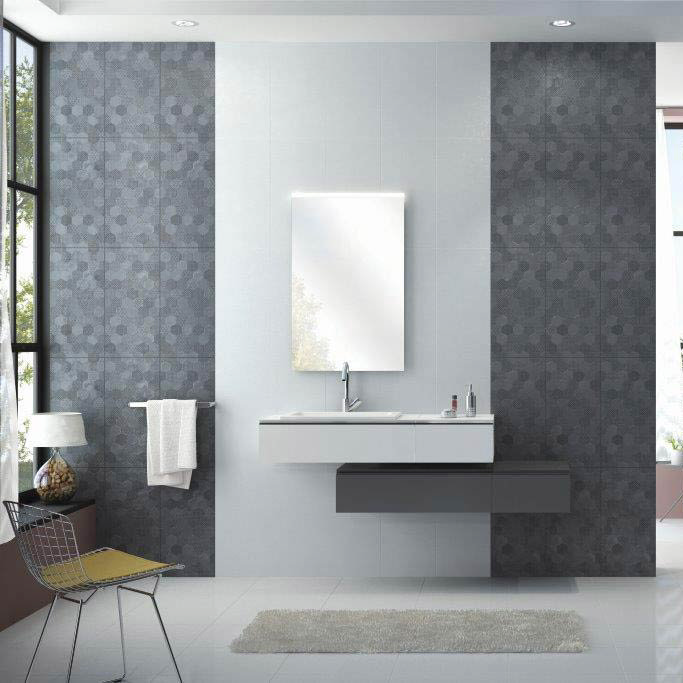 Arden Anthracite Linen Effect Hexagon Decor Wall Tiles - 30 x 60cm  Profile Large Image