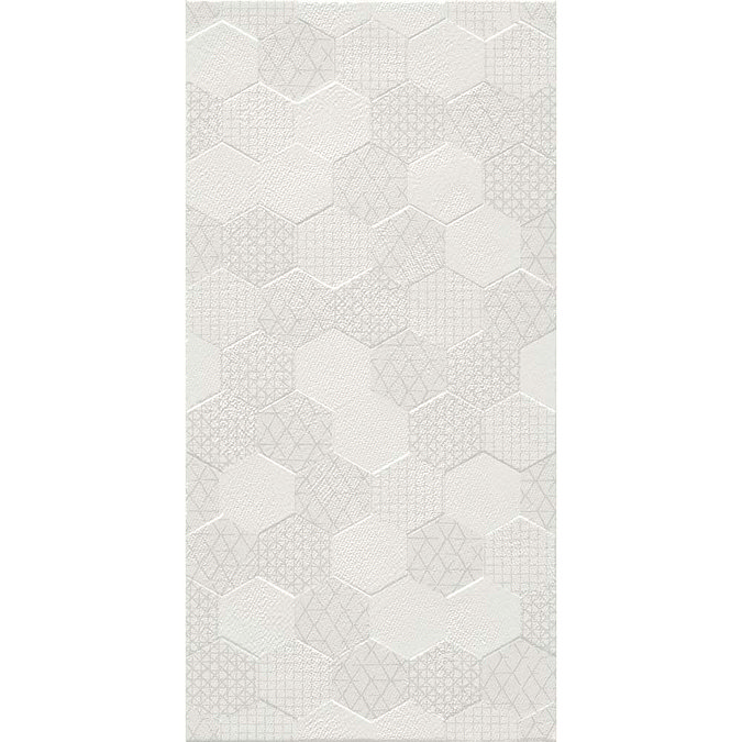 Arden White Linen Effect Hexagon Decor Wall Tiles - 30 x 60cm