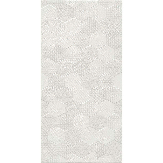 Arden White Linen Effect Hexagon Decor Wall Tiles - 30 x 60cm