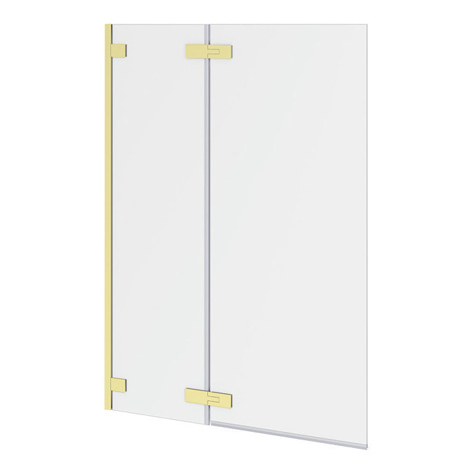 Arezzo 10mm Easy-Clean Double Panel Hinged Bath Screen Brushed Brass (1050 x 1500mm)
