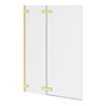 Arezzo 10mm Easy-Clean Double Panel Hinged Bath Screen Brushed Brass (1050 x 1500mm)