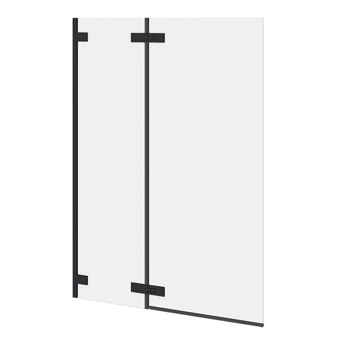 Arezzo 10mm Easy-Clean Double Panel Hinged Bath Screen Matt Black (1050 x 1500mm)