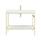 Arezzo 1000 Brushed Brass Framed Washstand with Gloss White Open Shelf and Basin  Standard Large Image
