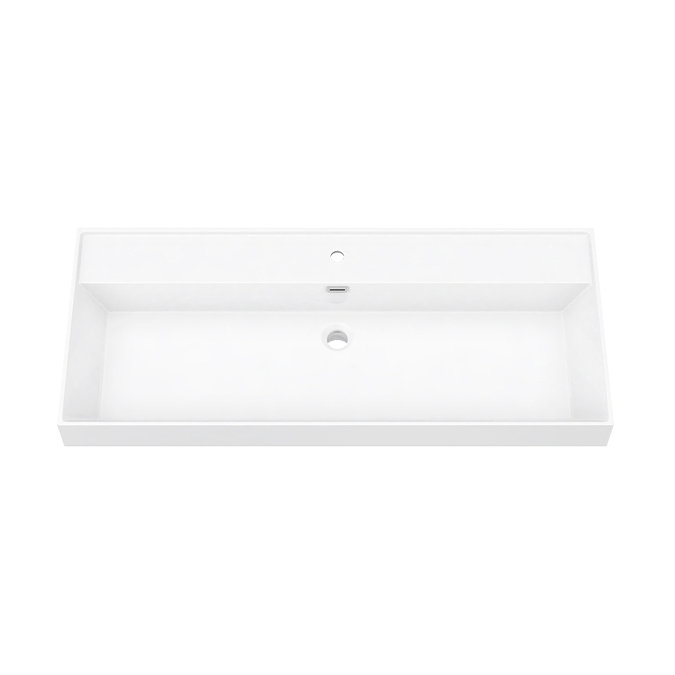 Arezzo 1000 Brushed Brass Framed Washstand with Gloss White Open Shelf and Basin  Profile Large Imag