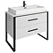 Arezzo 1000 Gloss White Matt Black Framed 2 Drawer Vanity Unit with Countertop Basin Large Image