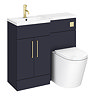 Arezzo 1000 Matt Blue Combination Furniture Pack (Brushed Brass Flush & Handles) Large Image