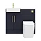 Arezzo 1000 Matt Blue Semi-Recessed Round Combination Vanity Unit (Brushed Brass Flush & Handles) N