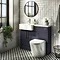 Arezzo 1000 Matt Blue Semi-Recessed Round Combination Vanity Unit (Chrome Flush & Handles) Large Ima