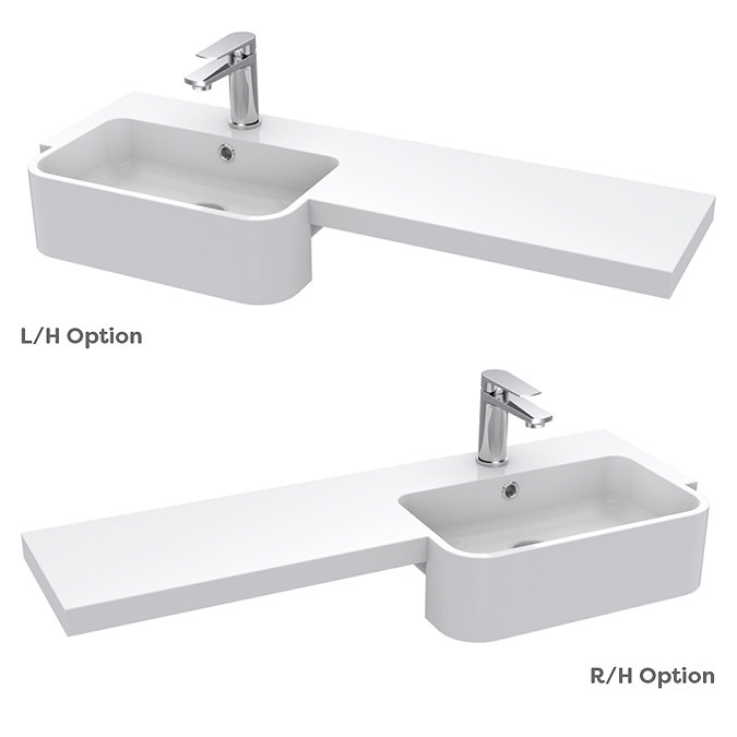 Arezzo 1000 Matt Blue Semi-Recessed Round Combination Vanity Unit (Matt Black Flush & Handles) addi