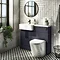 Arezzo 1000 Matt Blue Semi-Recessed Round Combination Vanity Unit (Matt Black Flush & Handles) Large