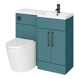 Arezzo 1000 RH Matt Green Combination Furniture Pack (Matt Black Flush & Handles) Large Image