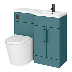 Arezzo 1000 RH Matt Green Combination Furniture Pack (Matt Black Flush & Handles) Large Image