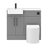 Arezzo 1000 Matt Grey Semi-Recessed Round Combination Vanity Unit (Matt Black Flush & Handles) Newe