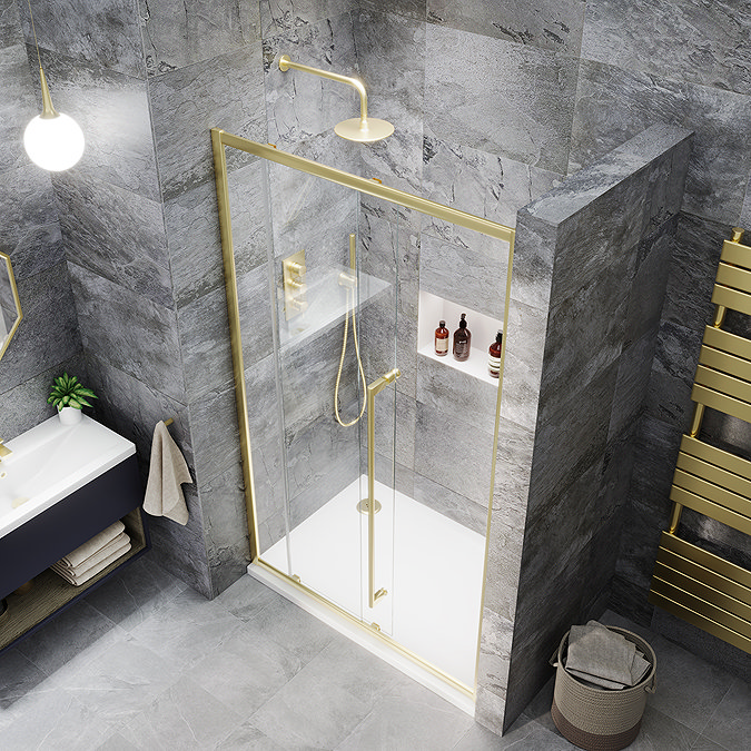 Arezzo 1000 x 1950 Soft Closing Sliding Shower Door - Brushed Brass