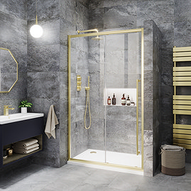 Arezzo 1000 x 1950 Soft Closing Sliding Shower Door - Brushed Brass