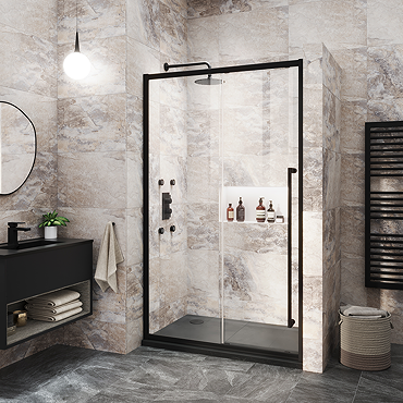 Arezzo 1000 x 1950 Soft Closing Sliding Shower Door - Matt Black