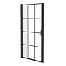 Arezzo 1000 x 1970 Matt Black Grid Frameless Pivot Shower Door for Recess Large Image