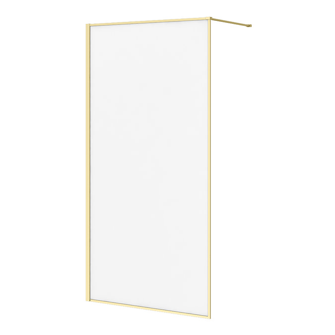 Arezzo 1000 x 2000 Brushed Brass Slim Frame Frosted Glass Wetroom Screen