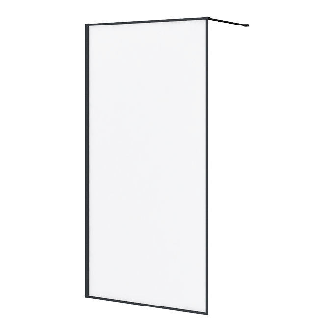 Arezzo 1000 x 2000 Matt Black Slim Frame Frosted Glass Wetroom Screen