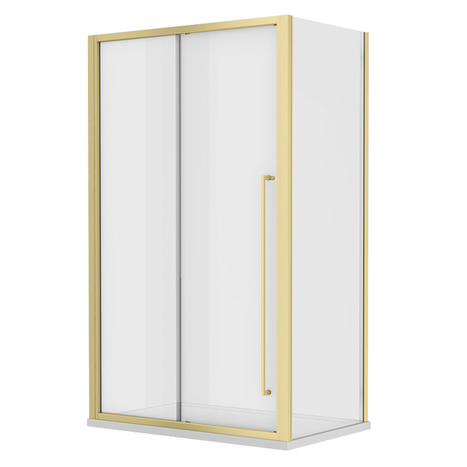 Arezzo 1000 x 800 Soft Closing Sliding Shower Door Enclosure - Brushed Brass