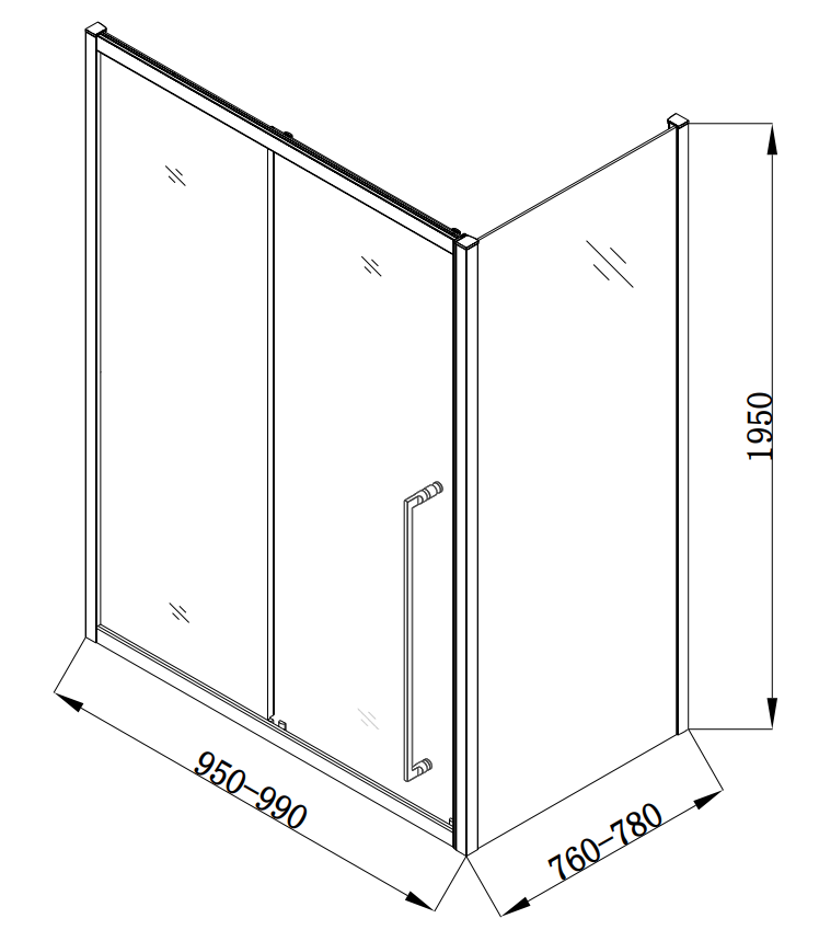 Arezzo 1000 x 800 Soft Closing Sliding Shower Door Enclosure - Brushed Brass