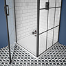 Arezzo 1000 x 900 Matt Black Grid Frameless Pivot Door Shower Enclosure + Tray