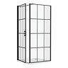 Arezzo 1000 x 900 Matt Black Grid Frameless Pivot Door Shower Enclosure + Tray