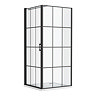 Arezzo 1000 x 900 Matt Black Grid Frameless Pivot Door Shower Enclosure + Tray