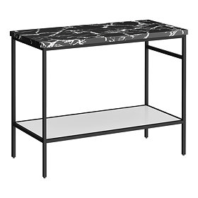Arezzo 1010 Black Marble Effect Worktop with Matt Black Framed Washstand Large Image