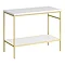 Arezzo 1010 Gloss White Stone Resin Worktop with Brushed Brass Framed Washstand Large Image