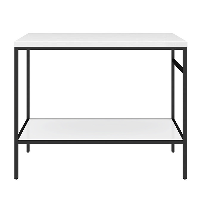 Arezzo 1010 Gloss White Stone Resin Worktop with Matt Black Framed Washstand Profile Large Image