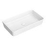 Arezzo 1010 White Marble Effect Worktop with Brushed Brass Framed Washstand & Gloss White Rectangular Basin