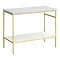 Arezzo 1010 White Marble Effect Worktop with Brushed Brass Framed Washstand Large Image