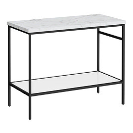 Arezzo 1010 White Marble Effect Worktop with Matt Black Framed Washstand Large Image