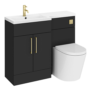 Arezzo 1100 Matt Black Combination Furniture Pack (Brushed Brass Flush & Handles)